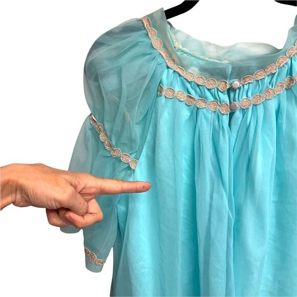 Canadian MAID Vintage Babydoll Sleepwear Lingerie 2 Piece Set Turquoise S - Picture 4 of 16